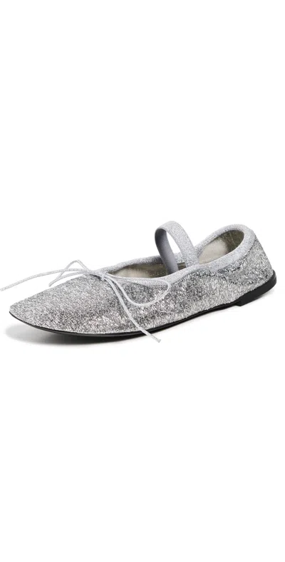 Proenza Schouler Glove Mary Jane Ballet Flats In Metallic Silver