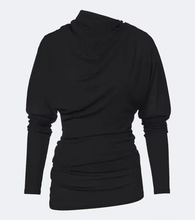 Proenza Schouler Golda Draped Jersey Top In Black
