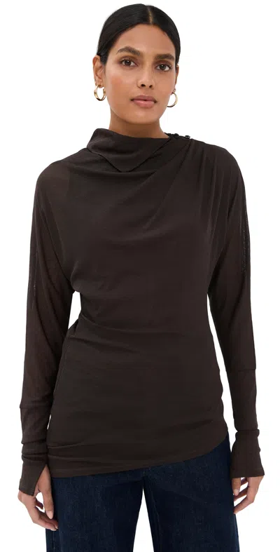 PROENZA SCHOULER GOLDA TOP IN JERSEY ESPRESSO