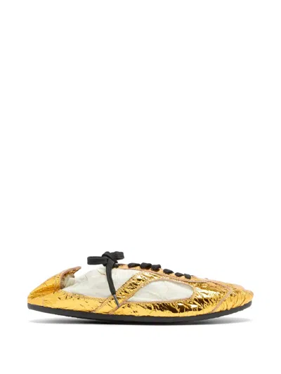 Proenza Schouler Gold-tone Crinkle Soft-track Lace-up Sneakers