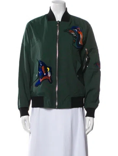 Pre-owned Proenza Schouler Graphic Print Bomber Jacket In Green