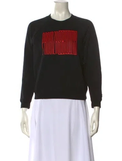 Pre-owned Proenza Schouler Graphic Print Crew Neck Sweater In Black