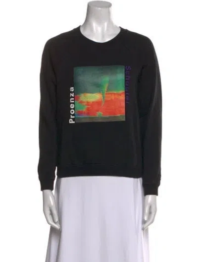Pre-owned Proenza Schouler Graphic Print Crew Neck Sweatshirt In Black