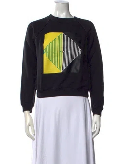 Pre-owned Proenza Schouler Graphic Print Crew Neck Sweatshirt In Black