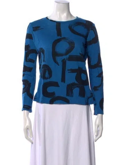 Pre-owned Proenza Schouler Graphic Print Crew Neck Top In Blue