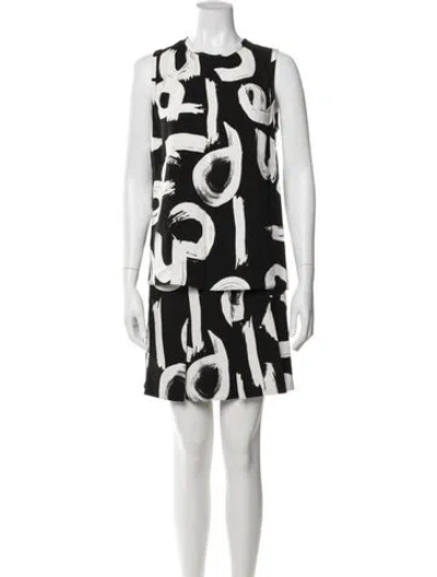Pre-owned Proenza Schouler Graphic Print Skirt Suit In Black