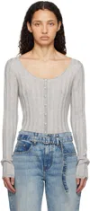 Proenza Schouler Gray  White Label Hattie Cardigan In Foggy