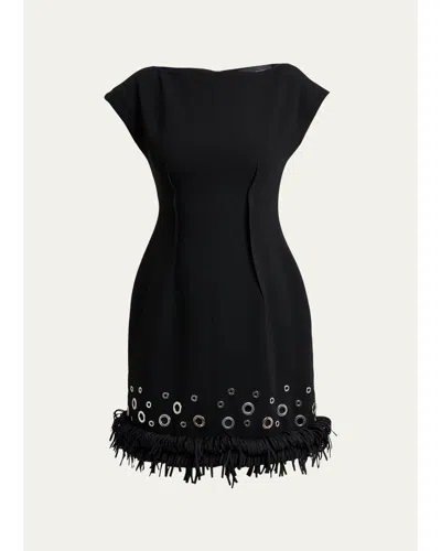 Proenza Schouler Grazziela Grommet Embellished Fringed Mini Dress In Black