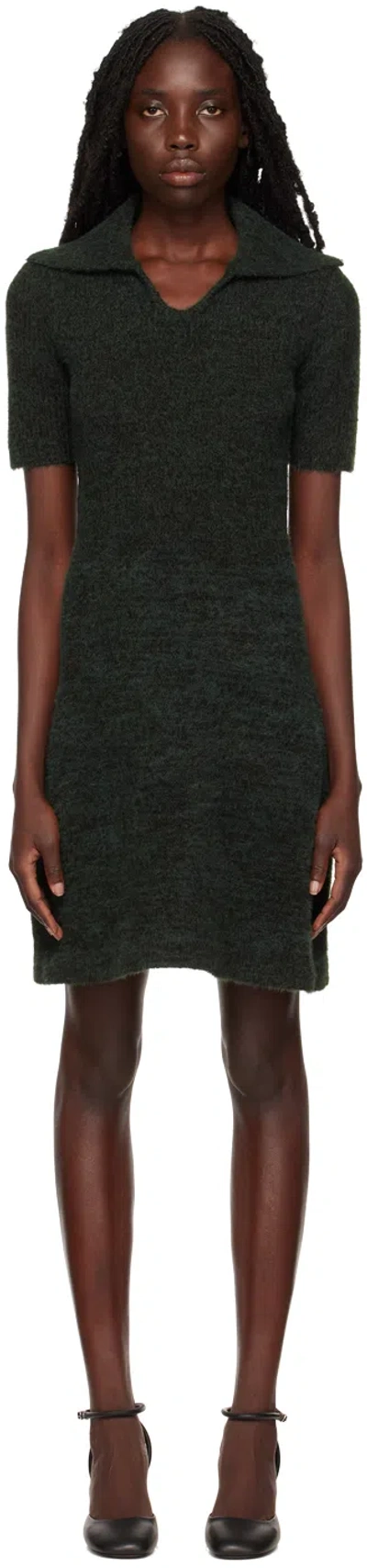 Proenza Schouler Green Fluffy Minidress In Pine/black