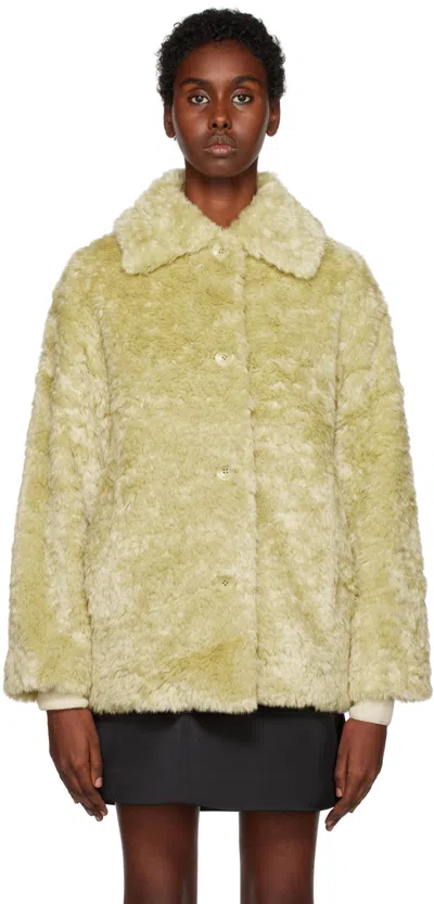 Proenza Schouler Green White Label Faux Rabbit Jacket In Sand