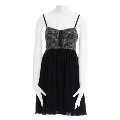 Pre-owned Proenza Schouler Grey Tweed Bust Silk Flounce Skirt Mini Dress Xs Fr34 Us2 Uk6 In Gray