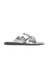 Proenza Schouler Grommet Capri Sandal In Crinkle Metallic In Silver