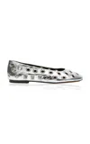Proenza Schouler Grommet Crinkle Metallic Ballet Flats In Silver