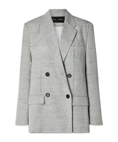 Proenza Schouler Hadley Double-breasted Tweed Blazer In Gray