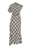 Proenza Schouler Hallie Asymmetric Plaid Dress In Multi