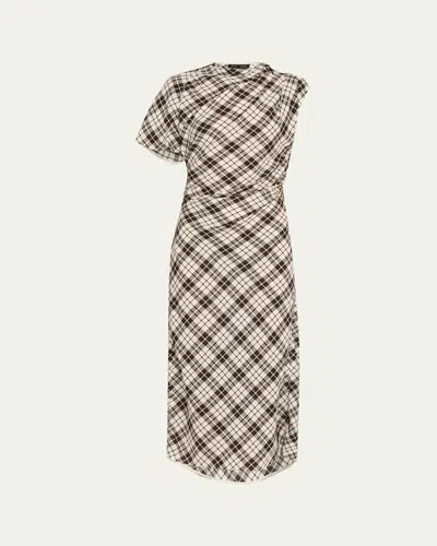 PROENZA SCHOULER HALLIE CRINKLED PLAID DRESS