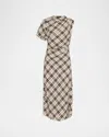 Proenza Schouler Hallie Crinkled Plaid Dress In Neutral