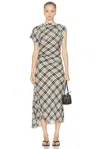 Proenza Schouler Hallie Crinkled Plaid Dress In Gray