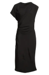 Proenza Schouler Hallie Hammered Viscose Asymmetric Hem Dress In Black