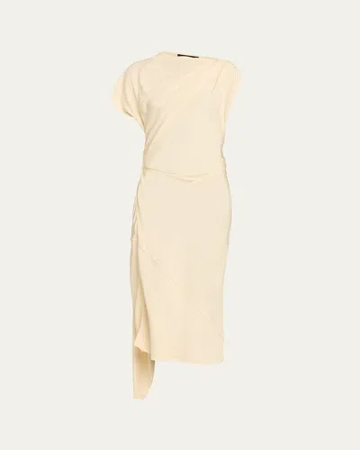 Proenza Schouler Hallie Hammered Viscose Draped Midi Dress In Gold