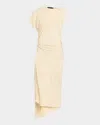 Proenza Schouler Hallie Hammered Viscose Draped Midi Dress In Gold