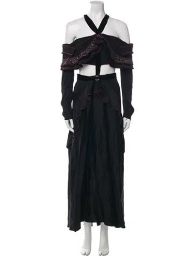 Pre-owned Proenza Schouler Halterneck Long Dress In Black