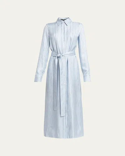 Proenza Schouler Hannah Stripe Silk Twill Ankle Dress In Pale Blue Multi