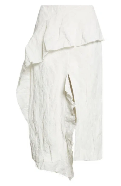 Proenza Schouler Hansly Crinkle Cotton Blend Midi Skirt In White