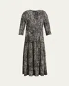 Proenza Schouler Harlow Printed Viscose Crepe Midi Dress In Black Multi