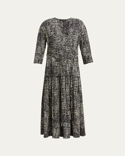Proenza Schouler Harlow Printed Viscose Crepe Midi Dress In Black Multi