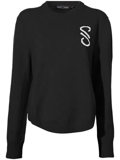 Proenza Schouler Stella Cashmere Jacquard Sweater In Black