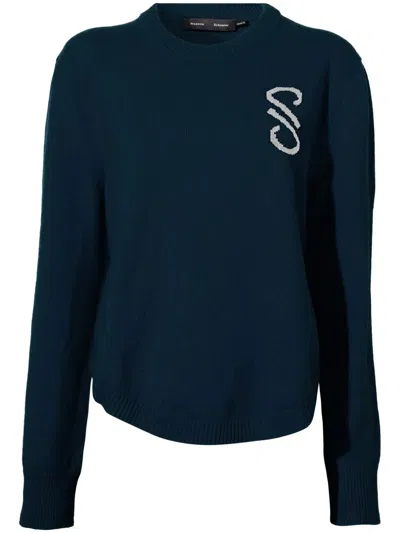 Proenza Schouler Harrison Monogram-jacquard Jumper In Blue