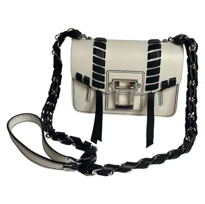 Pre-owned Proenza Schouler Hava White Leather Mini Bag Authentic W/ Black Whipstitch