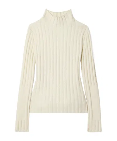 Proenza Schouler Haven Ribbed Wool-blend Turtleneck Sweater In White