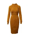 Proenza Schouler Heavy Rib Long Sleeve Midi Dress In Yellow Viscose In Yellow
