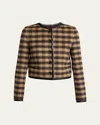 Proenza Schouler Helene Leather-trimmed Checked Brushed Woven Jacket In Brown