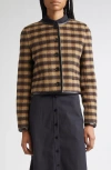 Proenza Schouler Helene Leather-trimmed Checked Brushed Woven Jacket In Brown
