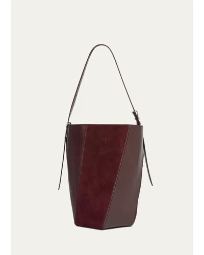 Proenza Schouler Hex Leather & Calf Hair Bucket Bag In Bordeaux
