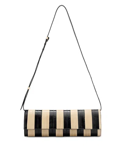 Proenza Schouler Hex Striped Eel Clutch In Black
