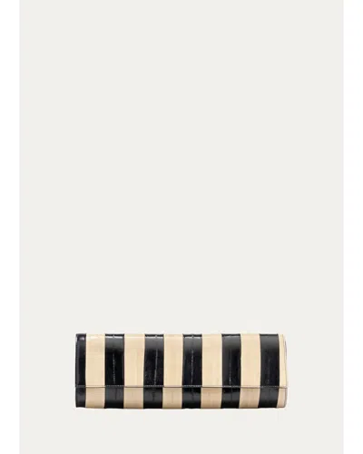 Proenza Schouler Hex Striped Eel Leather Clutch Bag In Black/ivory