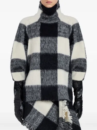 Proenza Schouler High-neck Check Wool Top In Black