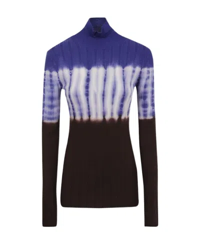 Proenza Schouler High-neck Tie-dyed Wool Sweater In Black