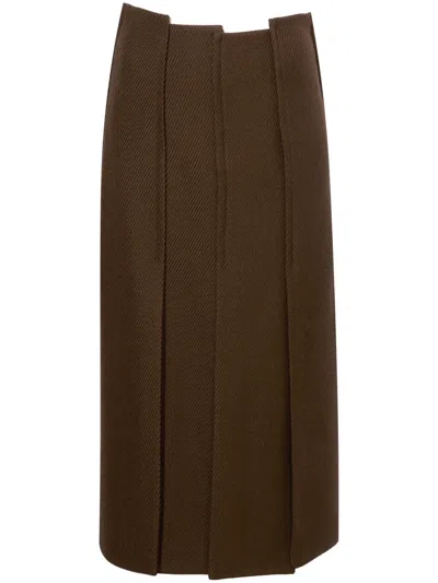 Proenza Schouler Diane Pintuck Midi Skirt In Dark Loden