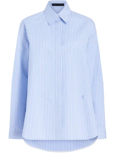 Proenza Schouler Hunter Striped Cotton And Silk-blend Poplin Shirt In Blue