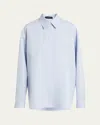 Proenza Schouler Hunter Stripe Button Down Poplin Top In Pale Blue Multi