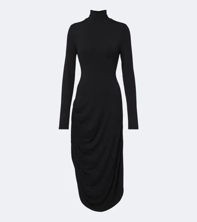 Proenza Schouler Imogen Draped Gathered Jersey Midi Dress In Black