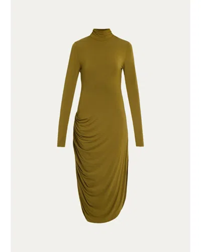 Proenza Schouler Imogen Draped Turtleneck Dress In Olive