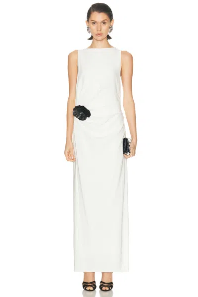 Proenza Schouler Rose-embellished Draped Maxi Evening Dress In White