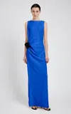 Proenza Schouler Indria Gathered Crepe Maxi Dress In Blue
