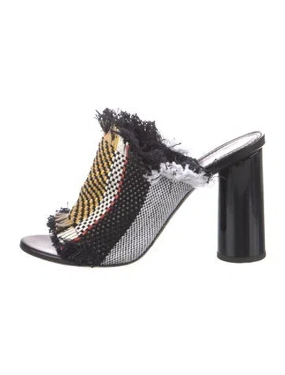 Pre-owned Proenza Schouler Intrecciato Weave Raffia Slides In Black